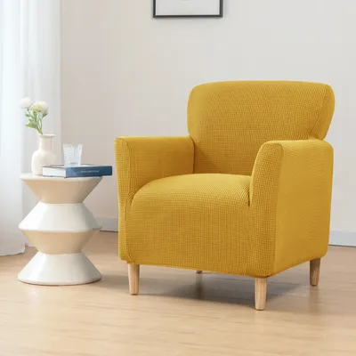 Produktbild von （Zitronengelb）Elastischer Sofabezug  High Stretchhusse  Sofa Schonbezug 1-Sitzer Sofa-Überwürfe，Plüsch Stricken Sofahusse