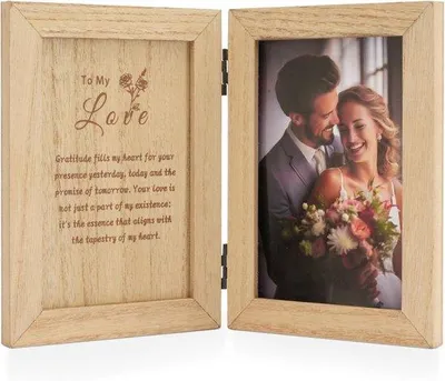 Immagine prodotto di Cornici in legno doppie marroni per matrimonio, set da 2 pezzi