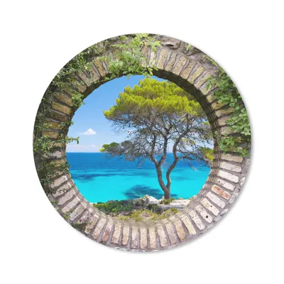 Produktbild von MuchoWow® Mauspad Mousepad Meer - Baum - Tropisch - Ausblick 20x20 cm - Mousepads - Maus Mat - Pad - Mausunterlage - Schreibtischmatte