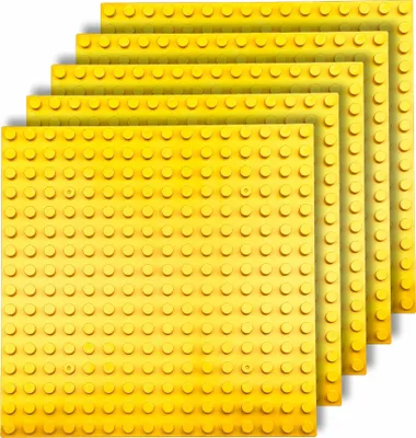 Produktbild von Duże PŁYTKI KONSTRUKCYJNE do klocków typu Duplo zestaw kreatywna podstawa, 5 sztuk 16x16 pin żółty