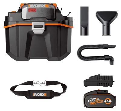 Obrázek produktu pro WORX WX031, 8 l, Bezsáčkové, Černá, Oranžová, 2 m, Suché a mokré, 16 kPa