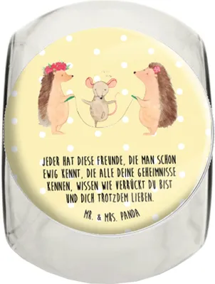 Produktbild von Mr. & Mrs. Panda Teedose Igel Seilhüpfen XL 2000ml - Gelb Pastell - Geschenk, Bonboniere, Lustige Sprüche, Maus, Kindergarten, Aufbewahrungsdose, Seilspringen, Kinder