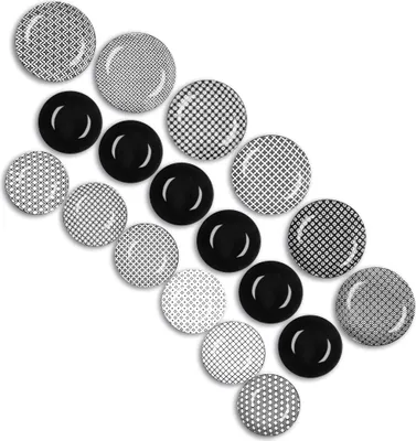 Image de Excelsa Set de vaisselle 18 pièces monochrome plat porcelaine et grès blanc et noir