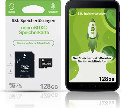Produktbild von microSD Speicherkarte S&L für Samsung Galaxy Tab Active5 - Speicherkapazität: 128 GB