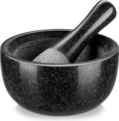 Obrázek produktu pro Žulový hmoždíř 580ML Ø 16 cm - Hmoždíř na koření na bylinky - Přírodní kámen - Snadno se čistí - Robustní - Zdravý - Velaze