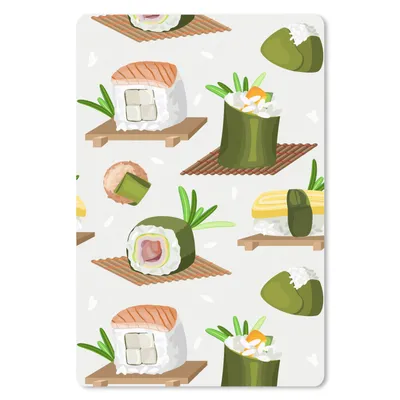 Produktbild von MuchoWow® Mauspad Mousepad Sushi - Muster - Lebensmittel 18x27 cm - Mousepads - Maus Mat - Pad - Mausunterlage