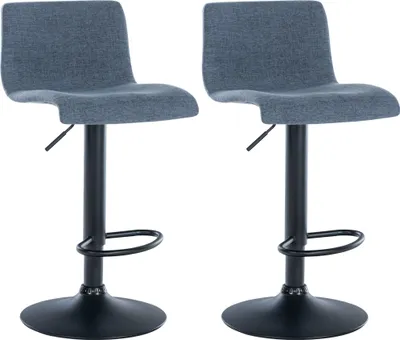 Produktbild von CLP 2er Set Barhocker Branford höhenverstellbar und 360 drehbar blau Material Stoff