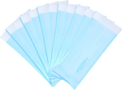 Obrázek produktu pro 200ks Samotěsnící sáček Zubní potřeby PVC Pouch Transparentní fólie Modrá pro sterilizaci (135 x 310mm )