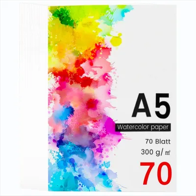Produktbild von A5 Aquarellpapier – 70 Blatt Aquarellpapier, 300 g/m², säurefrei – ideales Aquarellpapier für Aquarellmalerei