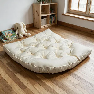Obrázek produktu pro (Béžová) podlahová podložka 100 × 100 cm pro děti, měkká podložka ve tvaru vějíře