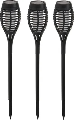 Produktbild von Koopman Set aus 3 Solar-Gartenfackeln 42 cm - Schwarz