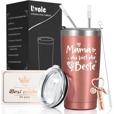 Image de Gourde isotherme en acier inoxydable de 600 ml, idéale comme cadeau pour une maman