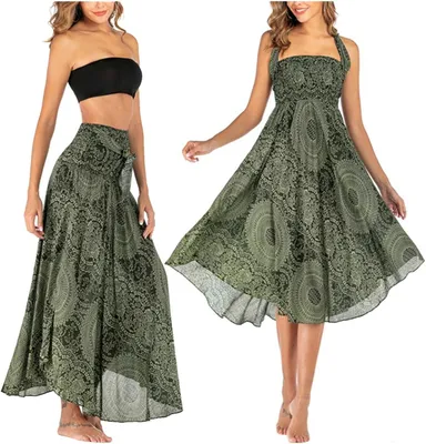 Produktbild von Damenbekleidung: Leichter Strandkleid mit Falten, ärmellos, im Boho-Stil