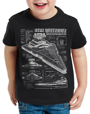 Produktbild von A.N.T. Sternenzerstörer Kinder T-Shirt blaupause raumschiff