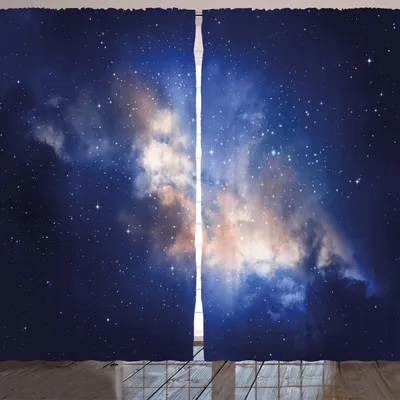 Produktbild von ARANDE Galaxis Gardine, Nebel Bewölkten Himmel Magische Ansicht Sterne Nachthimmel Milchstraße, 280 x 225 cm, Navy blau