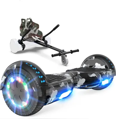 Produktbild von GeekMe Hoverboard mit Sitz, Hoverboards 6.5 Zoll Hoverkart,Hoverbaords Go-Kart mit Bluetooth-Lautsprecher LED-Leuchten, Geschenk für Kinder Jugendliche Erwachsene