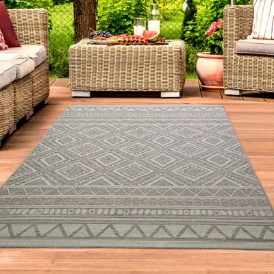 Obrázok produktu pre Koberec do interiéru a exteriéru v sisalovom vzhľade s kosoštvorcovým vzorom – béžová farba, rozmery: 160 x 220 cm