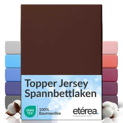 Produktbild von etérea Topper Jersey Spannbettlaken 140x200 - 160x200 cm – 100 % Baumwolle, formstabil & pflegeleicht - Braun