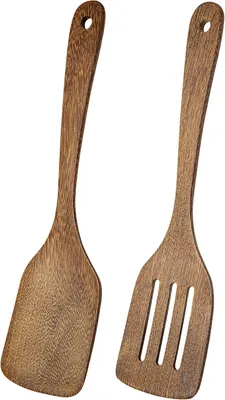 Produktbild von Holzlöffel Set 2 Stück, Natürliche Holzkochlöffel, Hitzebeständig, für Backen