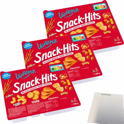 Produktbild von Lorenz Snack-Hits Knabbermix 3er Pack (3x280g Party Packung) + usy Block