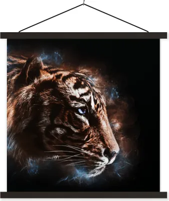 Produktbild von MuchoWow® Textilposter Tiger - Tiere - Orange 90x90 cm mit schwarzem Rahmen - Magnetisches