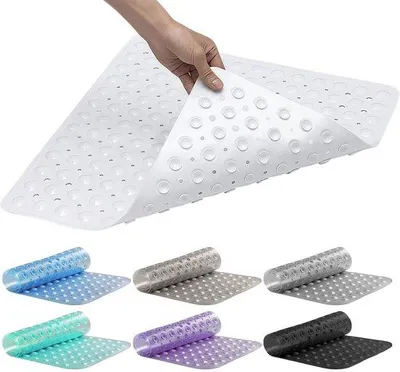 Obrázek produktu pro Protiskuzová sprchová podložka Unyqoos® s pevnými přísavkami, vyrobená z PVC (bez BPA), s masážními výstupky, 149 drenážních otvorů, rychle schnoucí, antibakteriální