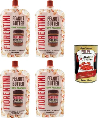 Produktbild von Fiorentini Peanut Butter 100% Arachidi in Pouch Erdnussbutter 100% Erdnüsse im Beutel 4x100 g+ Italian Gourmet polpa 400g