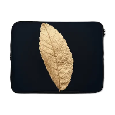 Produktbild von MuchoWow® Laptop Hülle 15 Zoll Schwarz und Gold - Blätter - Schwarz - Pflanzen - Luxus Laptoptasche - Laptoptasche - Sleeve - Rundum-Schutz