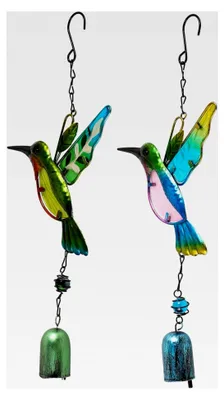 Produktbild von 2 Stück Windspiel Hängende Gartendekoration Vogel Windglocke für Draußen Metall Windspiel Fensterhänger Garten Deko