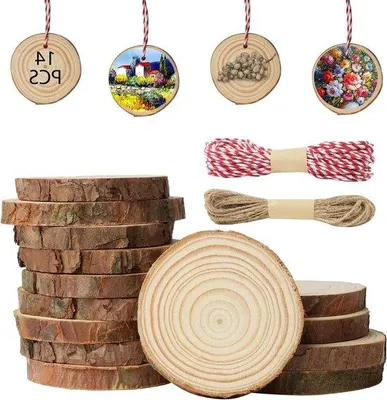 Immagine prodotto di Dischi di legno da 7-8 cm con cordoncino per attività artistiche e artigianali