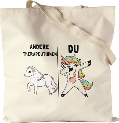 Produktbild von Andere Therapeutinnen Du Jutebeutel Stoffbeutel Canvas  Pferd Einhorn Humor Lustig Unicorn Geschenk Apotheke