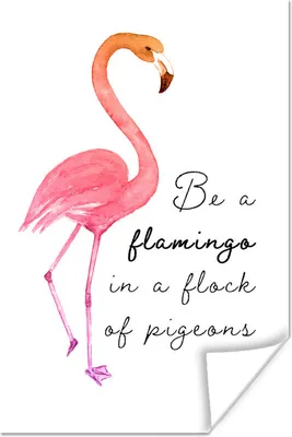 Produktbild von MuchoWow® Poster Orange - Flamingo - Zitat 20x30 cm - Papierdruck