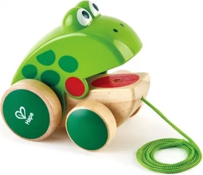 Produktbild von Hape Nachziehfrosch Fridolin von Hape | Holzfrosch Fliegen fressendes Nachzieh-Spielzeug fr Kleinkinder, leuchtende Farben