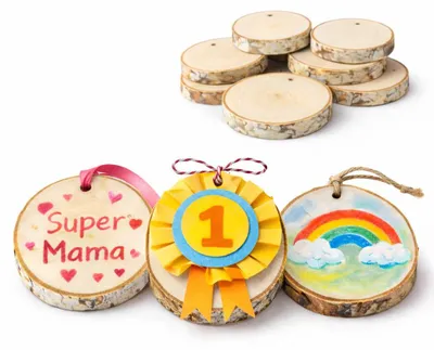 Produktbild von MEDAL Holzscheibe 10–12 / 1 cm DIY, Birke, geschliffen, 10er-Set