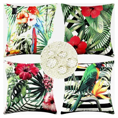 Produktbild von Kissenbezug 50x50 cm Grün 4er Set Leinen für Outdoor