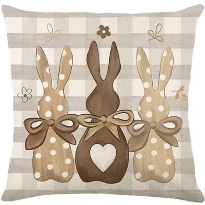 Produktbild von Leinenkissenbezug „Hasenherz“ 45 x 45 cm, beige