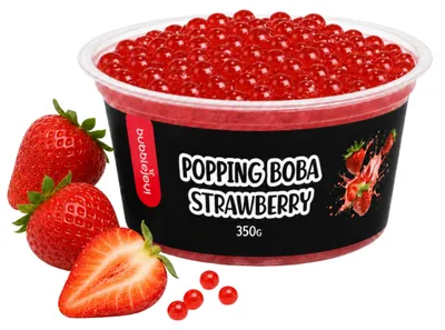 Produktbild von BubbleJoy Popping Boba Erdbeere 350 g Fruchtperlen für Bubble Tea