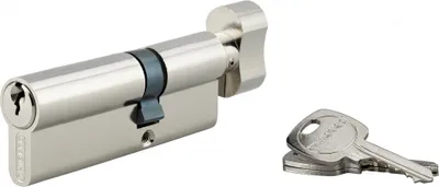 Image de Cylindre de serrure à bouton, 30Bx50mm, anti-arrachement, nickel, 3 clés - THIRARD