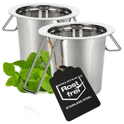 Produktbild von com-four® 2x Teesieb aus Edelstahl - feinmaschiger Teefilter