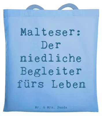Produktbild von Mr. & Mrs. Panda Tote Bag Spruch Malteser Begleiter - Sky Blue - Geschenk, Tasche, treuer Freund, Familienhund, Hunderassen, Laptoptasche, Beschreibung, Unitasche, Hunde