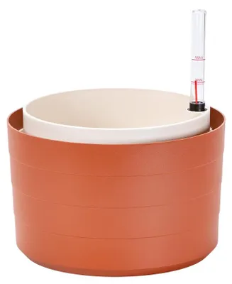 Produktbild von PLASTIA s.r.o. Selbstbewässernder Blumentopf Berberis, 30 cm, Terrakotta und Elfenbein