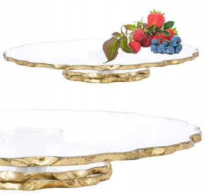 Produktbild von Artpol Gold Glas Tortenplatte Drehteller 33 cm