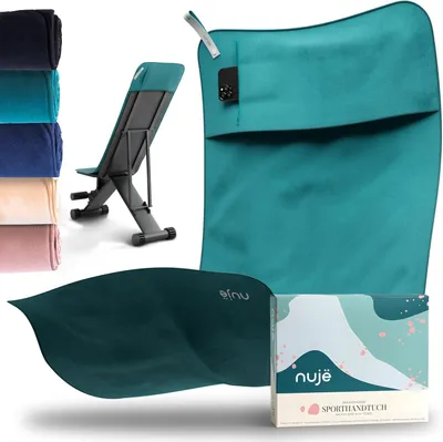 Produktbild von Nujë Mikrofaser Fitnesshandtuch 125x50 cm mit Reißverschlusstasche – Green