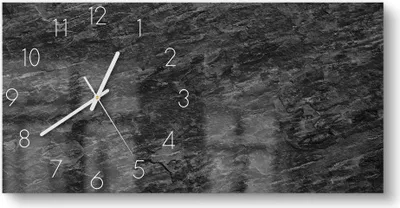 Produktbild von DEQORI Glasuhr 60x30 cm Zahlen 'Dunkle Steinstruktur' Wanduhr Glas Uhr Design leise