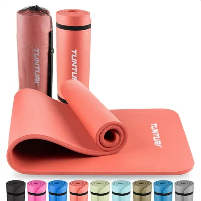 Image de Tunturi Tapis de fitness épais 15mm - Tapis de gymnastique antidérapant - Avec sac de transport - Pour le yoga et le pilates - Tapis de sport 180x60x1,5cm - Particulièrement confortable - Rose doré