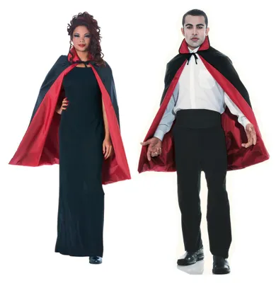 Produktbild von Schwarz-roter kurzer Vampir Blutsauger Umhang als Cape für Dracula