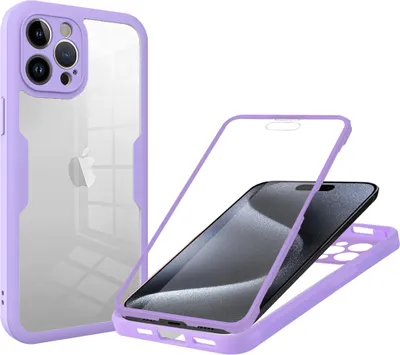 Produktbild von iPhone 15 Pro Schutzhülle, Eingebautem Displayschutz 360 Grad Komplettschutz Handyhülle für iPhone 15 Pro Lila