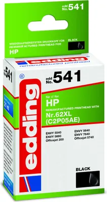 Image de edding EDD-541 noir Cartouche d'impression compatible avec HP 62XL (C2P05AE)