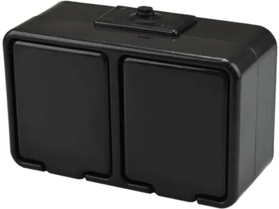 Obrázok produktu pre Dvojitá hermetická zásuvka čierna IP44 Cedar NT230H05