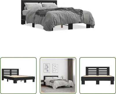 Produktbild von The Living Store Bettgestell Schwarz 140x200 cm Holzwerkstoff und Metall
